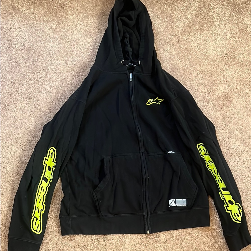 Alpinestars Black Hoodie with Yellow Logo